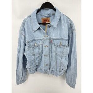 Levi’s Light Blue Featherweight Trucker Jacket Crop Relaxed Fit Womens Size S